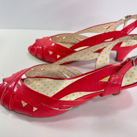 Bait Footwear Coral Pink Sling Back Peep Toe Cut Outs Heels sz 10 - Picture 7 of 11
